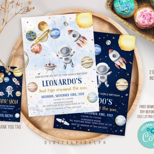 Editable Outer Space Birthday Invitation Template, Planets Rocket Ship Astronaut Invitation, Galaxy Invitation, Outer Space Invitation, DPPH