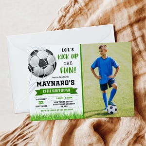 Modèle d'invitation d'anniversaire de football modifiable (téléchargement numérique)