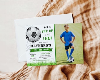 Plantilla editable de invitación de cumpleaños de fútbol (descarga digital)