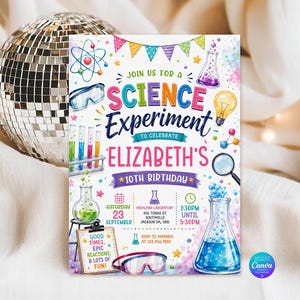Science Experiment Birthday Invitation, Kids Laboratory Birthday Invitation (Digital Download)