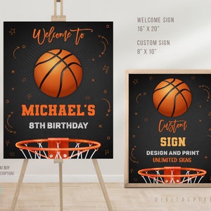 Editable Basketball Birthday Welcome Sign Template, Basketball Custom Sign Template, Basketball Welcome Sign, Basketball Custom Sign
