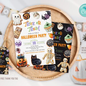 Editable Halloween Party Invitation, Trick or Treat Design (Digital Download)