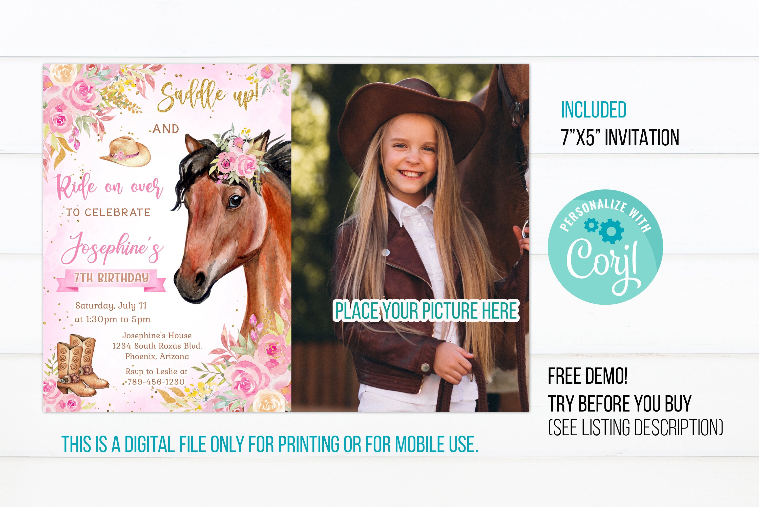 Horse Birthday Invitation Template Horse Invitation Horse - Etsy