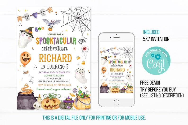 Halloween Birthday Party Invitation Halloween Party Invite Etsy