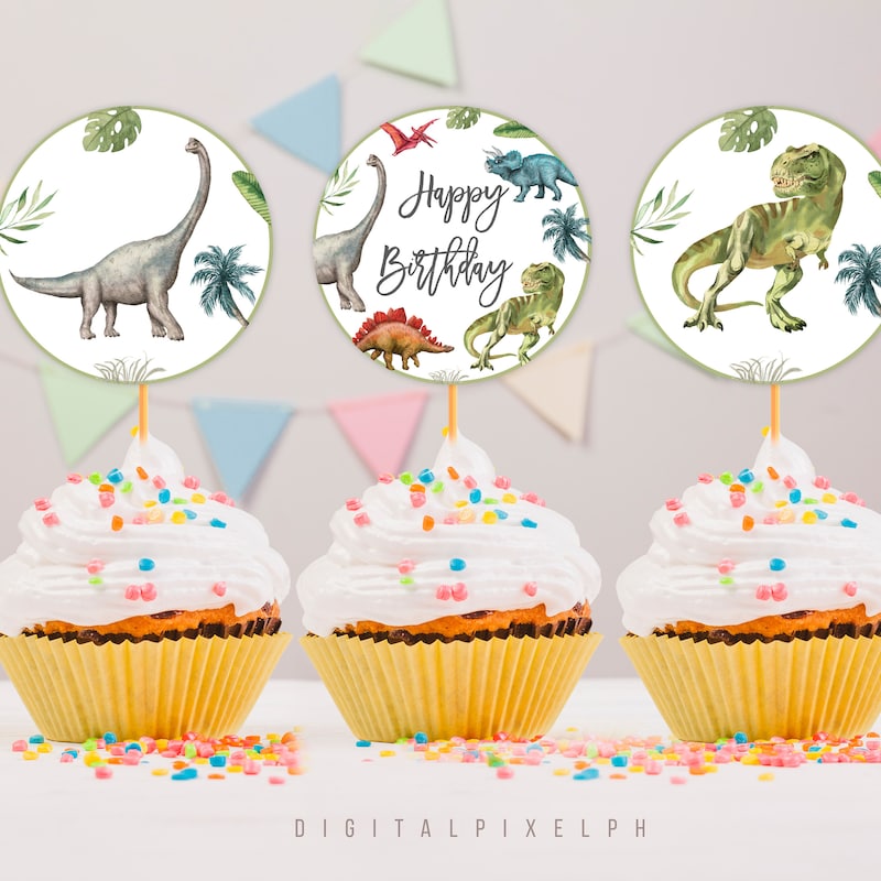 Dinosaur Cupcake Toppers - Etsy