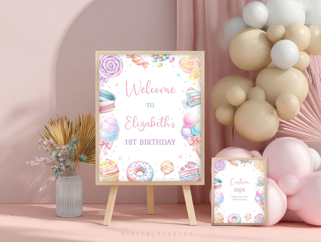 Sweets Inside Sign Sweets Birthday Welcome Sign Template, Sweets Candy Custom Sign ...