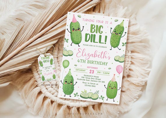 Pickle Birthday Invitation Template, Big Dill Party (Digital Download)