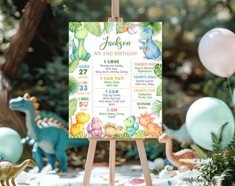 Dinosaur Birthday Milestone Poster, Editable Template (Digital Download)