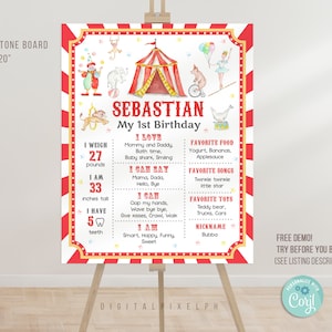 Modèle d'affiche éditable d'anniversaire de cirque, affiche d'étape importante de cirque, affiche de panneau d'étape importante de cirque