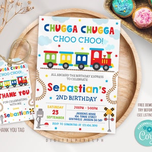 Editable Train Birthday Invitation Template, Toy Train Invitation, Train Birthday Invitation, Train Invitation, DPH
