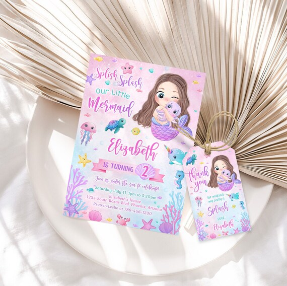 Mermaid Birthday Invitation Template Printable Mermaid - Etsy