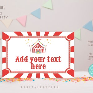Editable Circus Food Label, Circus Food Tent Cards, Circus Food Tent ...