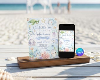 Under the Sea Birthday Invitation Template, Ocean Animals Invite (Digital Download)