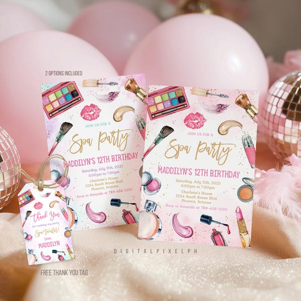Spa Party Birthday Invitation, Slumber Party Invite (Digital Download)