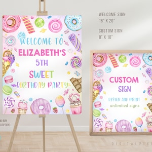 Editable Sweets Candy Welcome Sign Template, Sweets Birthday Custom ...