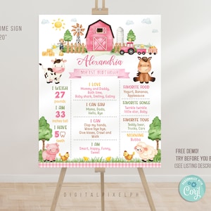 Modèle d'affiche d'anniversaire modifiable à la ferme, affiche d'anniversaire d'anniversaire de basse-cour de ferme, affiche de panneau d'étape importante de ferme