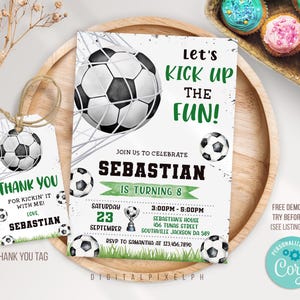 Editable Soccer Birthday Invitation Template, Soccer Birthday Invitation, Soccer Invitation Template M3L