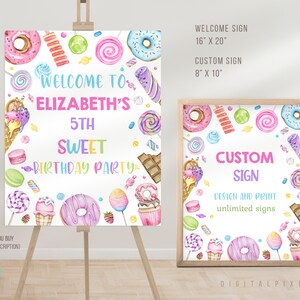 Editable Sweets Candy Welcome Sign Template, Sweets Birthday Custom ...