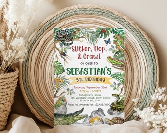 Reptile Birthday Invitation Template, Customizable Party Invite (Digital Download)