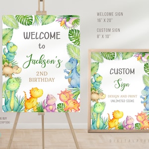 Editable Dinosaur Birthday Welcome Sign Template, Dinosaur Birthday Custom Sign Template, Dinosaur Welcome Sign, Dinosaur Custom Sign