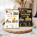 Construction Truck Birthday Invitation Template, Editable Thank You Tags (Digital Download)