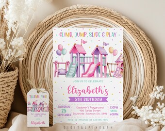 Playground Birthday Invitation, Editable Corjl Template (Digital Download)
