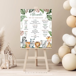 Safari Birthday Milestone Poster, Wild One Theme (Digital Download)