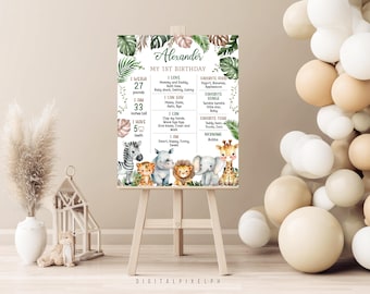 Safari Birthday Milestone Poster, Wild One Theme (Digital Download)