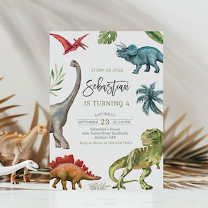Editable Dinosaur Birthday Invitation Template (Digital Download)