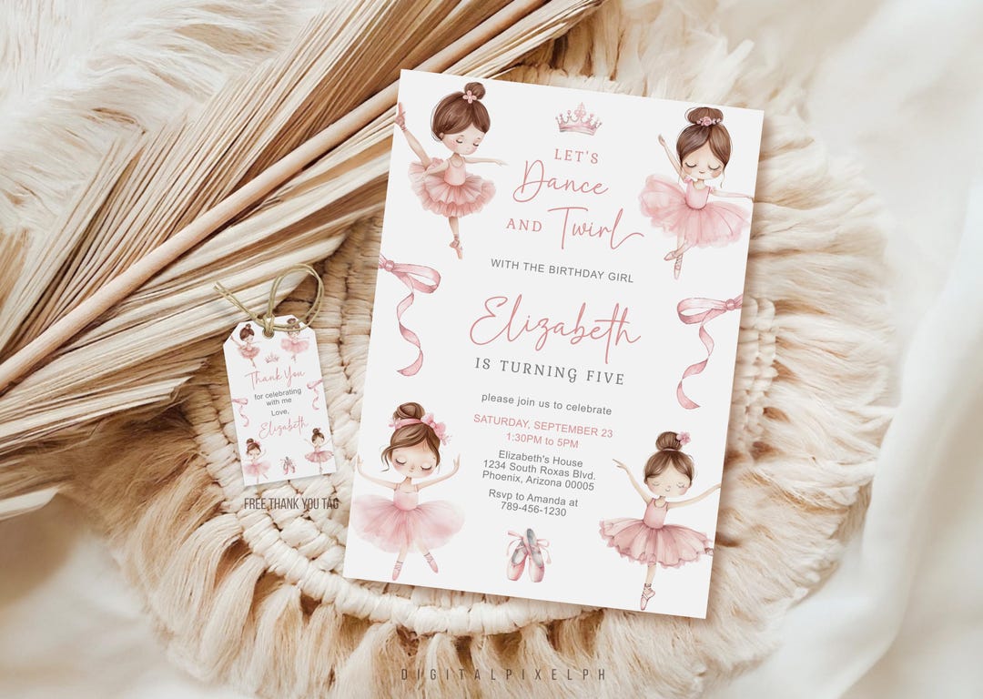 Ballerina Birthday Invitation Template, Editable Ballet Party (digital ...