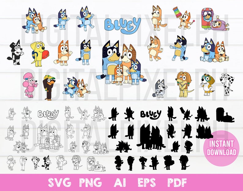 Bluey SVG Bluey Clipart Bluey cricut Bluey cut files Bluey | Etsy