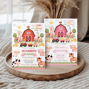 Bauernhof Tiere Einladen, Barnyard Tiere Einladen (Digitaler Download) Bild 1
