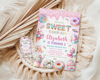 Sweets Candy Birthday Invitation Template (Digital Download)