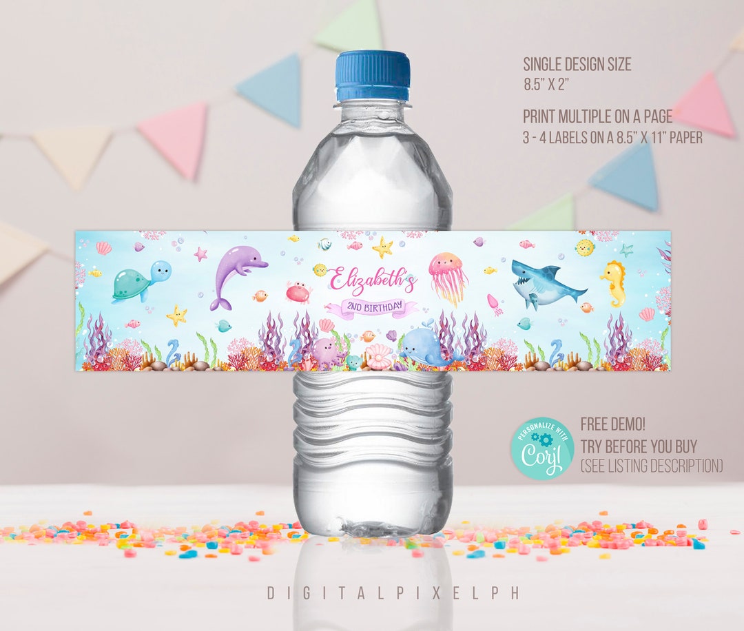 Editable Under the Sea Water Bottle Label, Under the Sea Label, Under ...