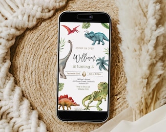 Dinosaur Birthday Phone Invitation, Editable Electronic Template