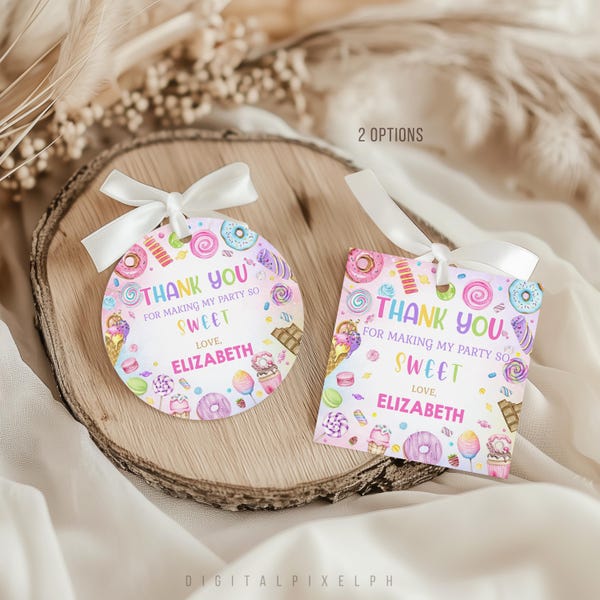 Étiquettes de remerciement pour bonbons, étiquettes de cadeaux pour bonbons (modèle numérique)