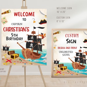 Editable Pirate Birthday Party Welcome Sign Template, Pirate Birthday Party Custom Sign Template, Pirate Welcome Sign, Pirate Custom Sign