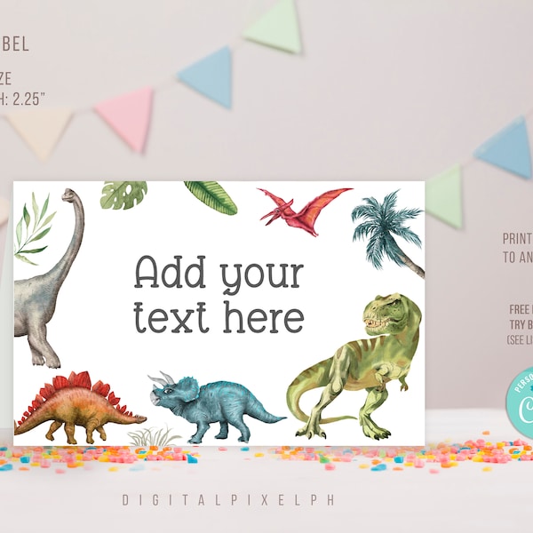 Editable Dinosaur Food Label, Dinosaur Birthday Party Food Tent Cards, Dinosaur Food Tent Label