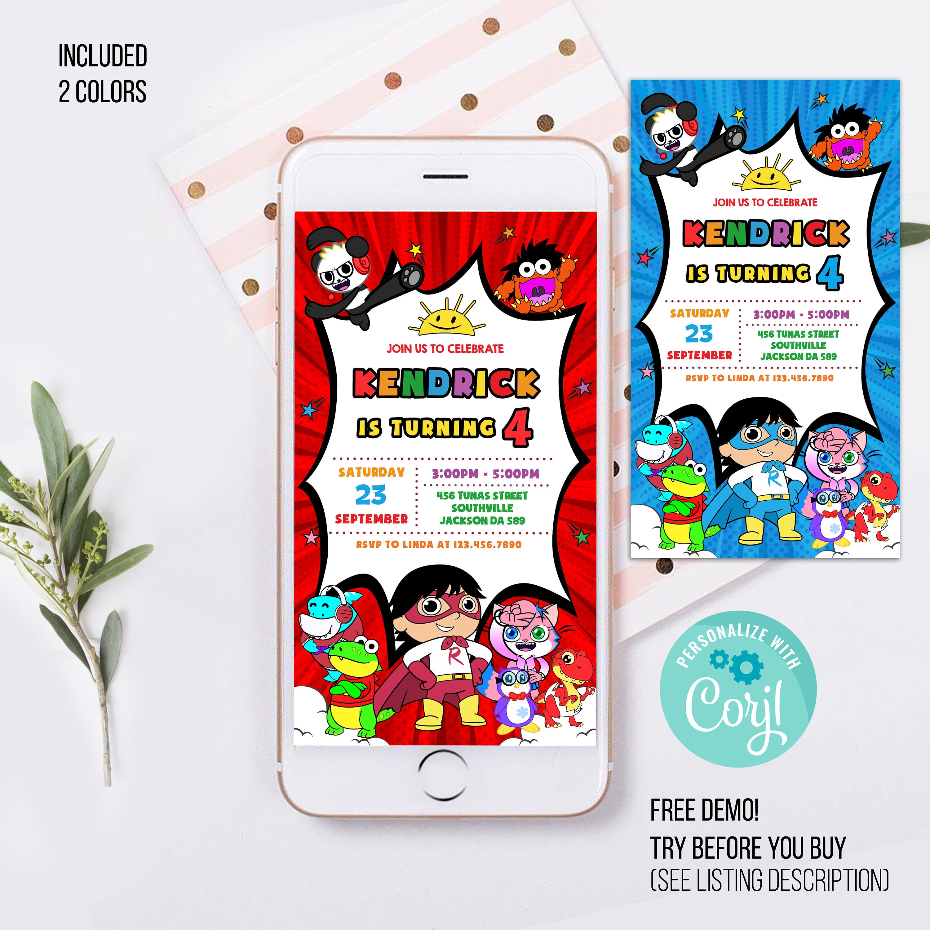 Kids Phone Birthday Invitation Template, Kids Phone Birthday Invitati…