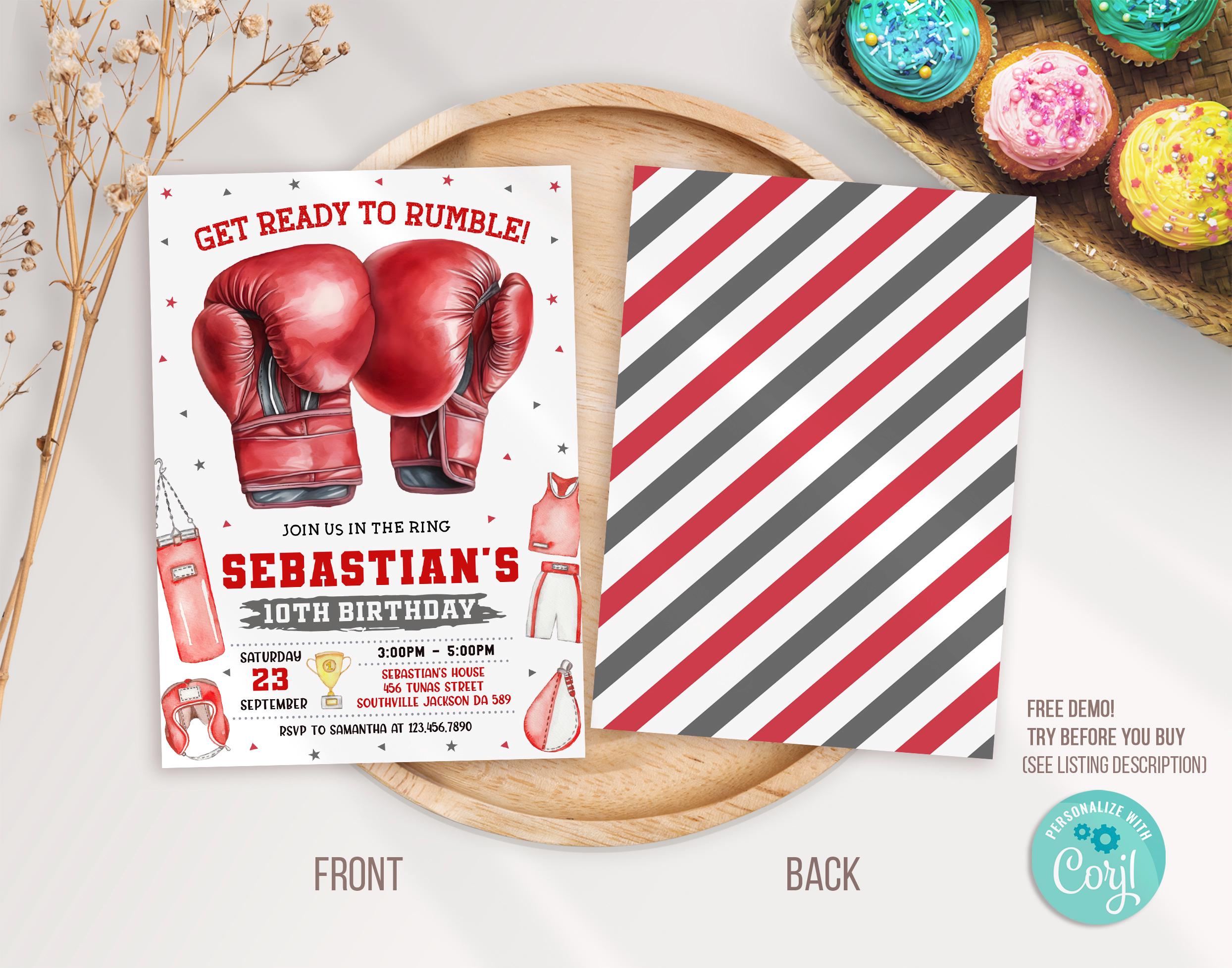 Editable Boxing Birthday Invitation Template (digital Download) - Etsy