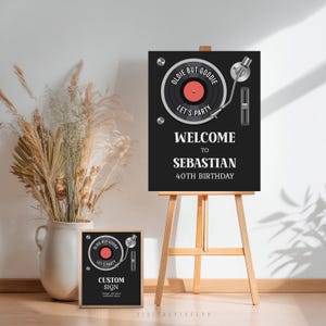 Cartello di benvenuto in vinile, decorazione per feste con musica oldies (download digitale)