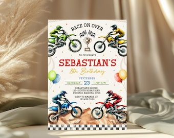 Dirt Bike Birthday Invitation Template, Motocross Birthday Invitation, Motorcycle Invitation, Racing Birthday Invitation