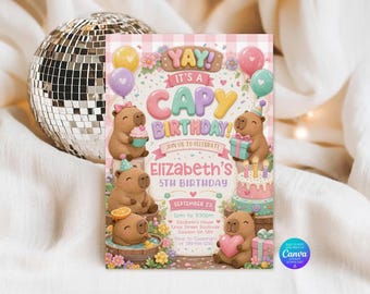 Capybara Birthday Invitation, Capy Birthday Invitation (Digital Download)