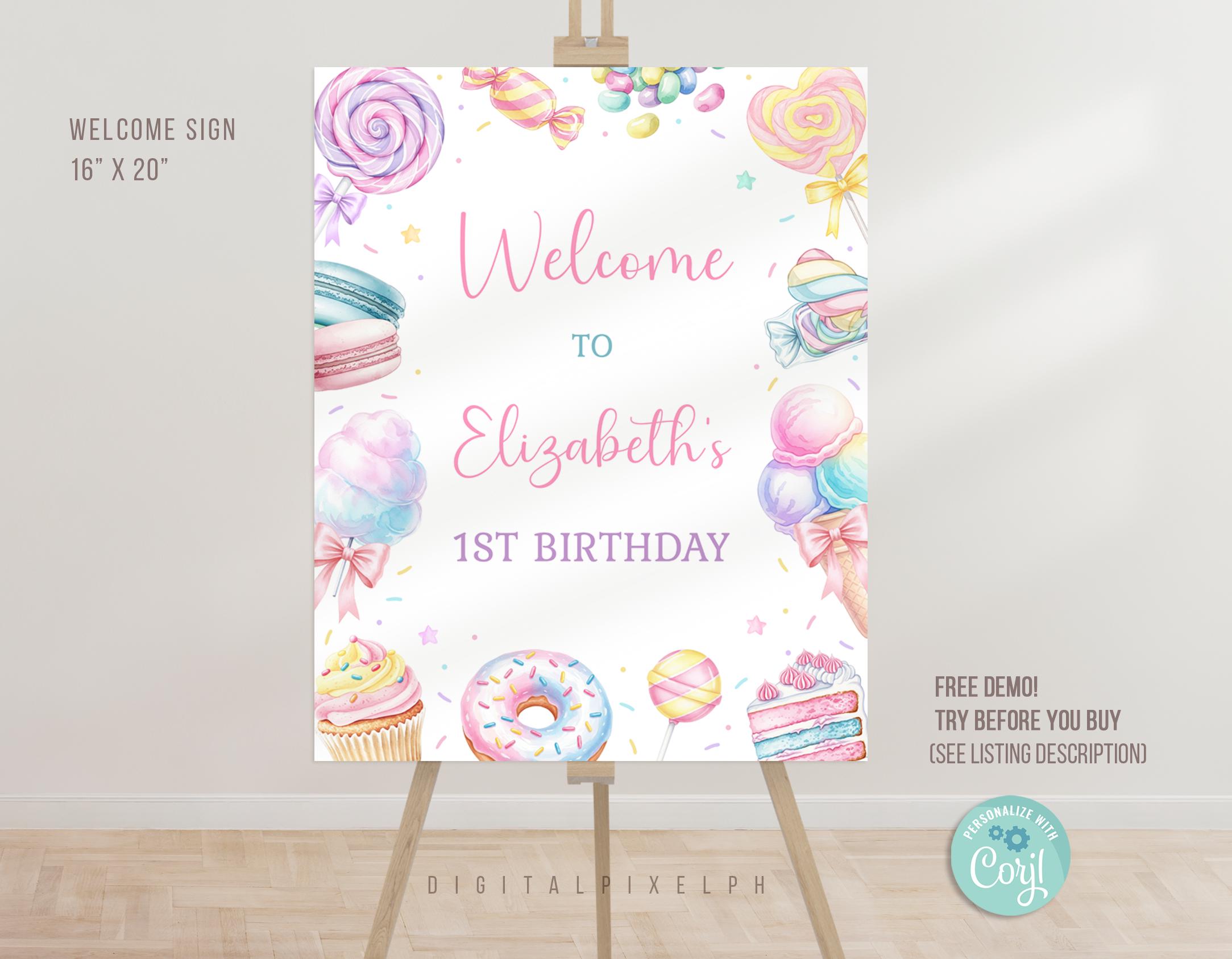 Sweets Inside Sign Sweets Birthday Welcome Sign Template, Sweets Candy Custom Sign ...
