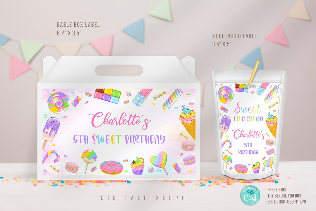 Editable Sweets Candy Capri Sun Labels, Sweets Candy Juice Labels ...