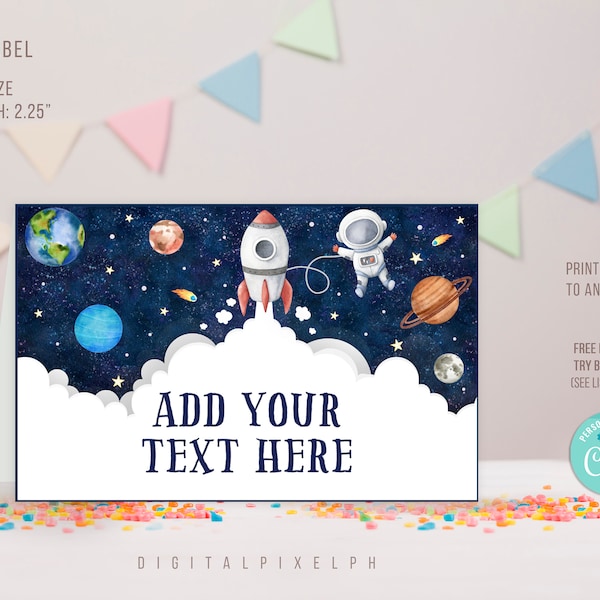 Editable Outer Space Food Label, Outer Space Birthday Party Food Tent Cards, Outer Space Food Tent Label