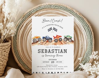 Monster Truck Birthday Invitation Template (Digital Download)