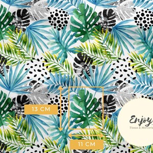 Tropical Monstera Jungle Savannah Foliage Fabric by the Meter, Blue Green, Cotton/Jersey/French Terry/Waterproof Fabric/Oeko-Tex® image 2