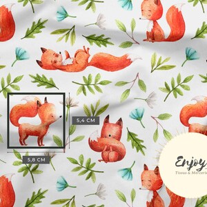 Mixed Forest Animal Playful Fox Fabric for Baby and Child, Sold by the Meter, Cotton/Jersey/French Terry/Waterproof Fabric/Oeko-Tex® image 2
