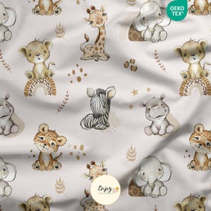 Baby Savanne Stoff Baby Tiere Dschungel Safari Löwe Giraffe Leopard Jersey French Cotton Terry Wasserdicht Minky Glatt Öko-Tex